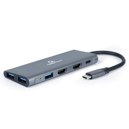 CABLEXPERT - Dockingstation - USB-C (Male) - 3 x USB-A (Female) + 2 x HDMI (Female) + 1 x USB-C (Female) - 0.15 m image