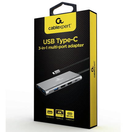 CABLEXPERT - Dockingstation - USB-C (Male) - 3 x USB-A (Female) + 2 x HDMI (Female) + 1 x USB-C (Female) - 0.15 m image