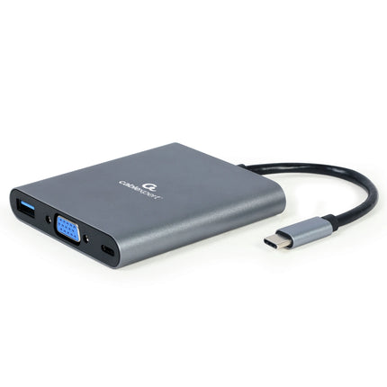 CABLEXPERT - Dockingstation - USB-C (Male) - USB-A (Female) + HDMI (Female) + USB-C (Female) PD + VGA + Micro-SD + SD + 3.5 mm Jack - 0.15 m image
