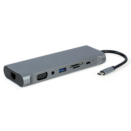 CABLEXPERT - Dockingstation - USB-C (Male) - 4 x USB-A (Female) + HDMI (Female) + USB-C (Female) PD + VGA + Micro-SD + SD + 3.5 mm Jack + RJ45 - 0.15 m image