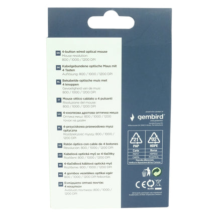 GEMBIRD - Mouse - MUS4B01 - Wired - USB-A image