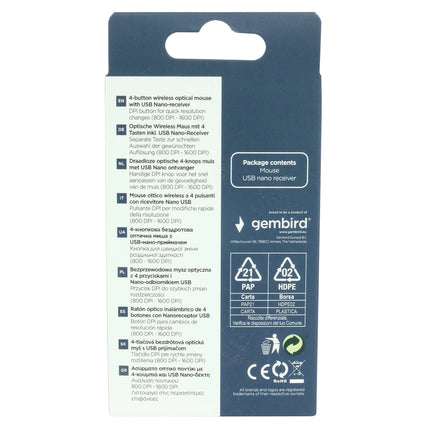GEMBIRD - Mouse - MUSW4B02BS - Wireless - USB-A image