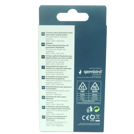 GEMBIRD - Mouse - MUSWB6B01 - Wireless - Bluetooth image