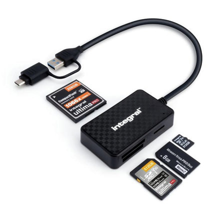 INTEGRAL - Multi cardreader - With USB-A / USB-C cable - For CF/SD/microSD cards image