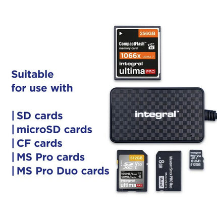 INTEGRAL - Multi cardreader - With USB-A / USB-C cable - For CF/SD/microSD cards image