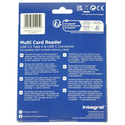 INTEGRAL - Multi cardreader - With USB-A / USB-C cable - For CF/SD/microSD cards image