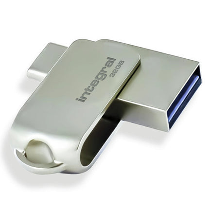 INTEGRAL - USB stick - 32 GB - Silver - USB-A 3.1/3.0 + USB-C 3.1/3.0 image