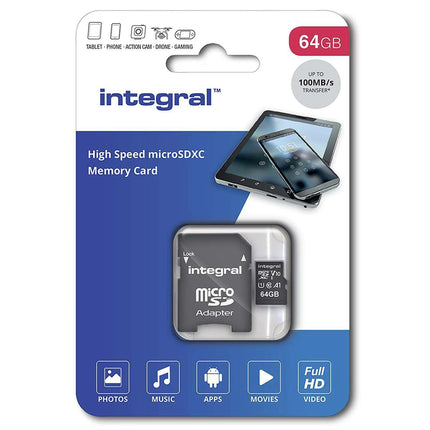 INTEGRAL - microSD card - 64 GB - SDXC - V10 - With microSD adapter image