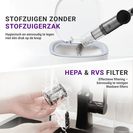 LEBENLANG - Hand Vacuum Cleaner - With Charging Station - Silver + Black image