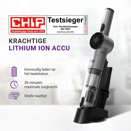 LEBENLANG - Hand Vacuum Cleaner - With Charging Station - Silver + Black image