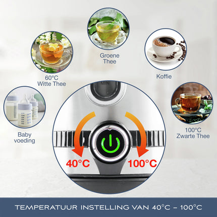 LEBENLANG - Kettle - Stainless Steel - 1.7 L - 2200 W - With anti-lime filter image