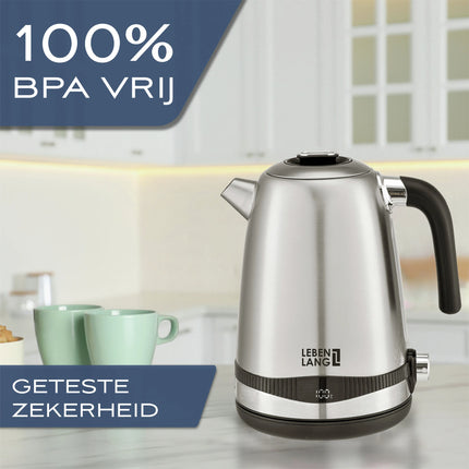 LEBENLANG - Kettle - Stainless Steel - 1.7 L - 2200 W - With anti-lime filter image