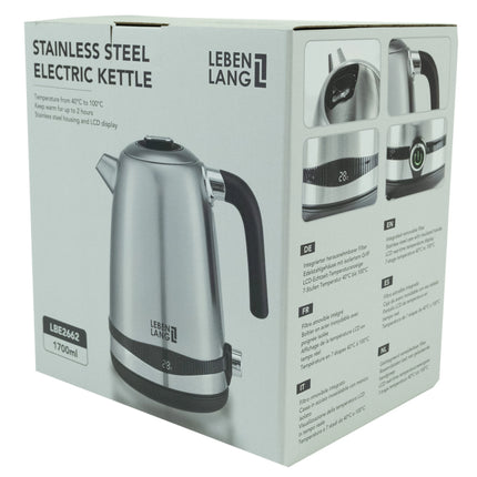 LEBENLANG - Kettle - Stainless Steel - 1.7 L - 2200 W - With anti-lime filter image