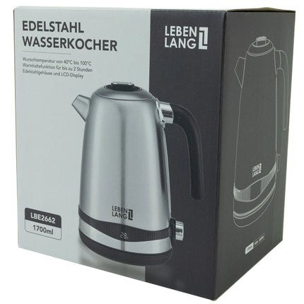 LEBENLANG - Kettle - Stainless Steel - 1.7 L - 2200 W - With anti-lime filter image