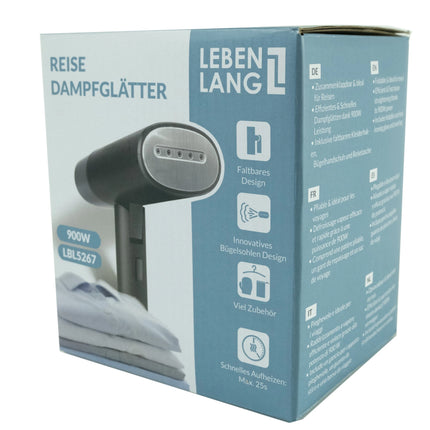 LEBENLANG - Hand steamer - Travel size - Black - Foldable image